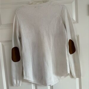 Cozy Cream Sweater With Brown Suede Elbow Patches